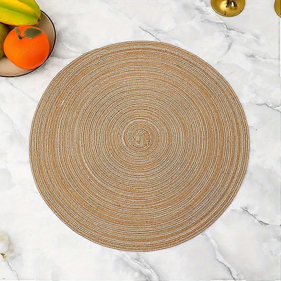1/4/6pcs, Round Cotton Placemat, Nordic Style Light Luxury Tale Mat, Heat Insulation Western Table Pad, Solid Color Decorative Lace Placemat, Non-slip