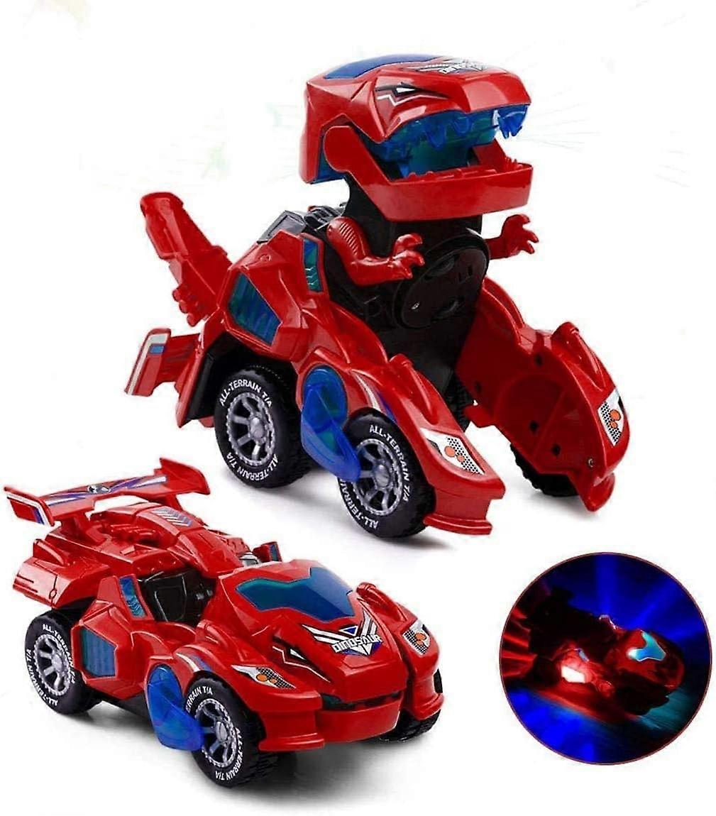 Electric Automatic Dinosaur Transforming Car with Flashing Lights and Sound for 3-7 Years Old Boys Girls Educational Toy Birthday Xmas Gifts for Kids