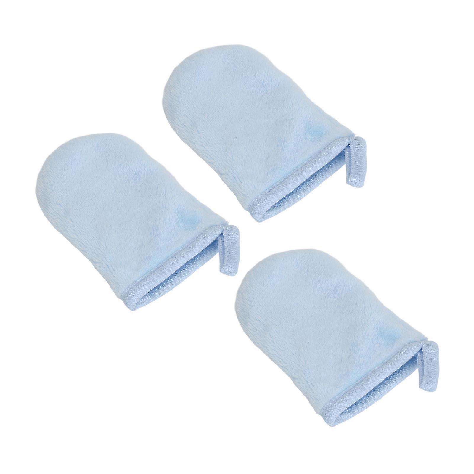 3pcs Makeup Remover Gloves Reusable Comcompatibletable Soft Microfiber Flannel Body Face Wash Mitts
