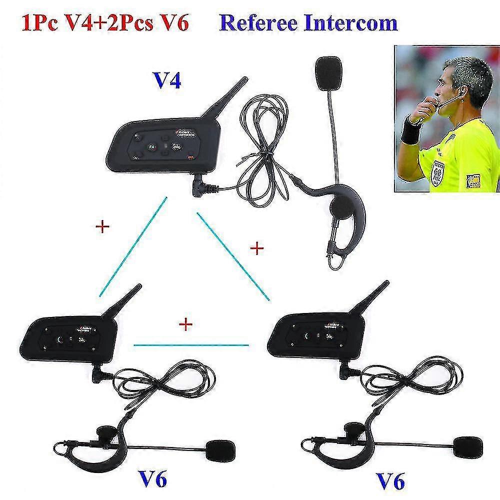 V6 V4 Full Duplex Two-way Intercom Accessory - 3pcs Football Referee Coach Judger Arbitro Headset