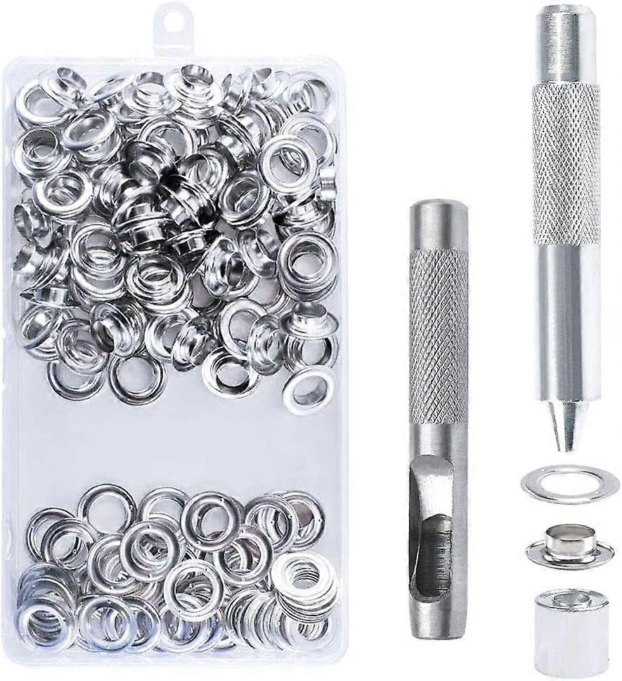 100 قطعة مجموعات ثقوب 14 ملليمتر جروميت كيت الثقوب أدوات الثقوب المعدنية جروميت العيينة كيت مع أدوات العيينة لقماش قماش القنب خيمة إصلاح الفضة