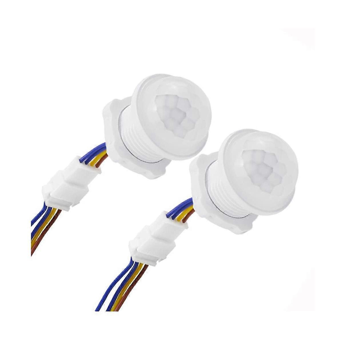 Interruttore luce con sensore di movimento 2 pezzi 110-220V Sensore PIR Rilevamento intelligente Ritardo regolabile Infrarossi Bianco