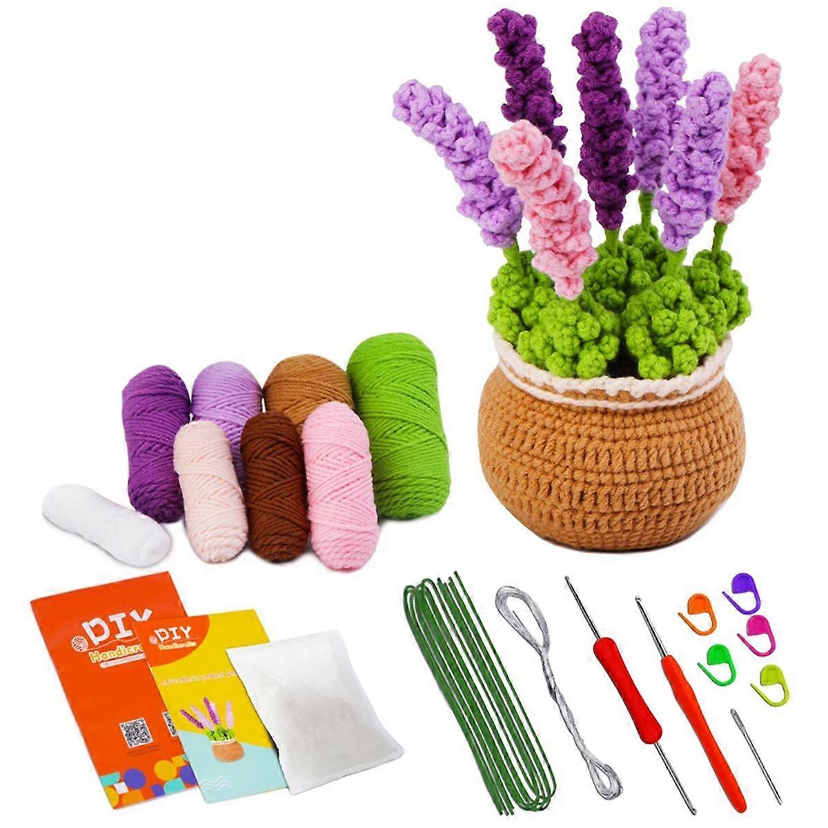 Crochet Kit for Beginners,Lavender Crochet Kit Beginner Crochet Knitting Kit for Complete Beginners