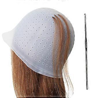 Punched Silicone Highlight Hair Cap with Needle Professional Reusable Highlighting Poked Hole Caps with Hooks