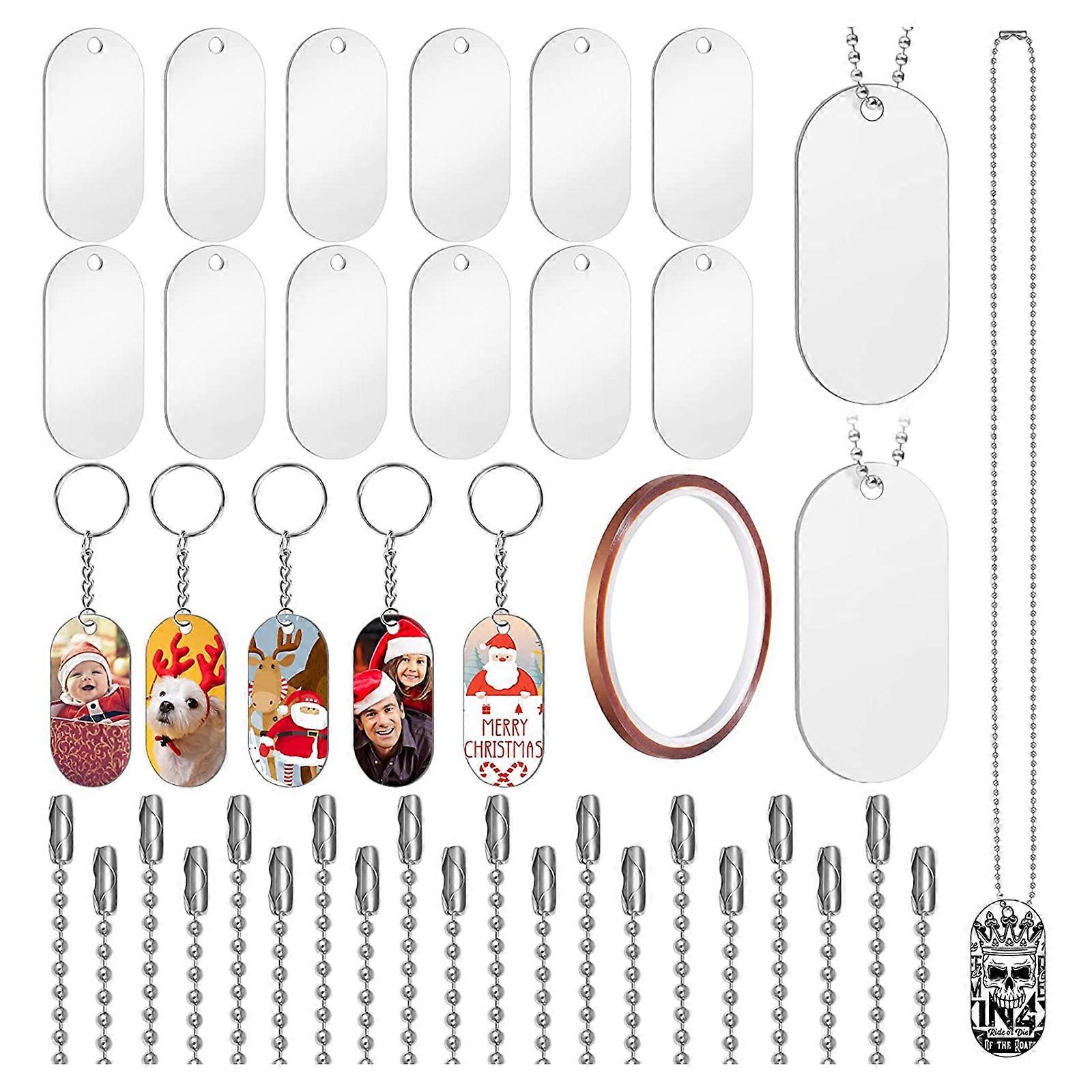 51Pcs Sublimation Blanks Set Heat Transfer Pendants for Personalized Pet Tags