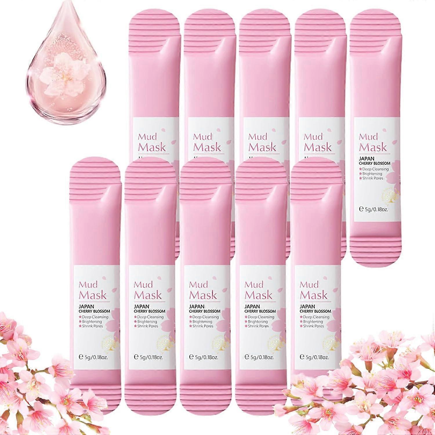 Cherry Blossom Infused Mud Mask, Cherry Sakura Face Mud Portable Face Mask, Deep Cleansing Refining Skin Shrink Pores Sakura Mud Mask