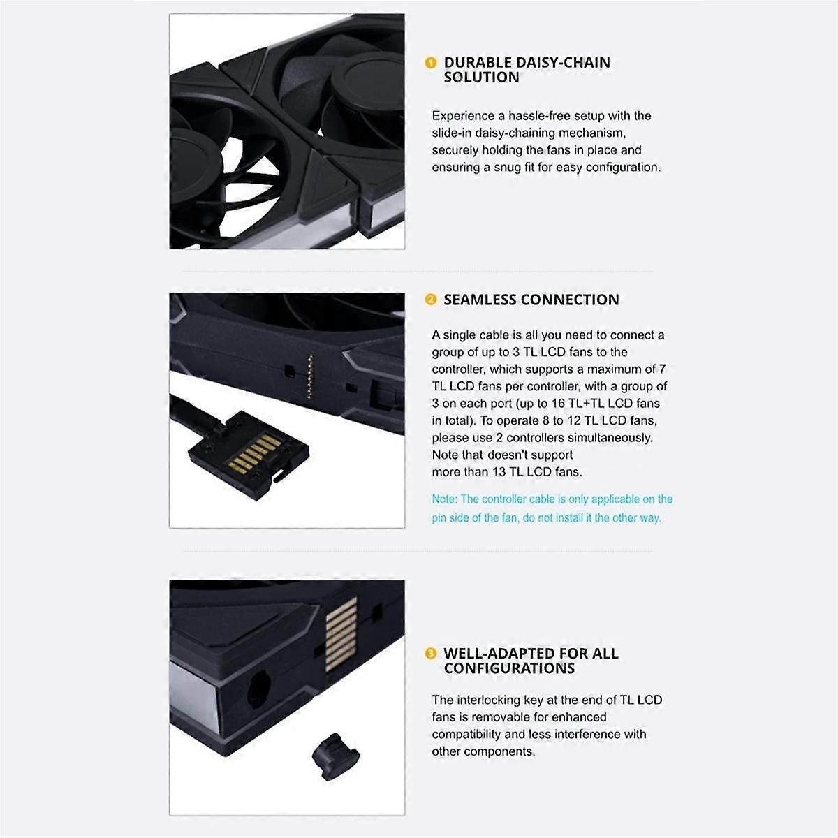 WENTYLATOR TL LCD 120 mm z odwróconym ostrzem, pojedynczy wentylator ARGB, łożysko dynamiczne płynne, biały