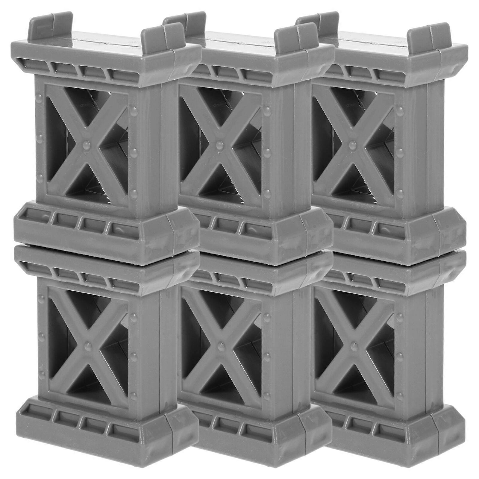 6pcs Train Bridge Pier High Level Blocks Track Riser Stabilisateurs Train Bridge Supports