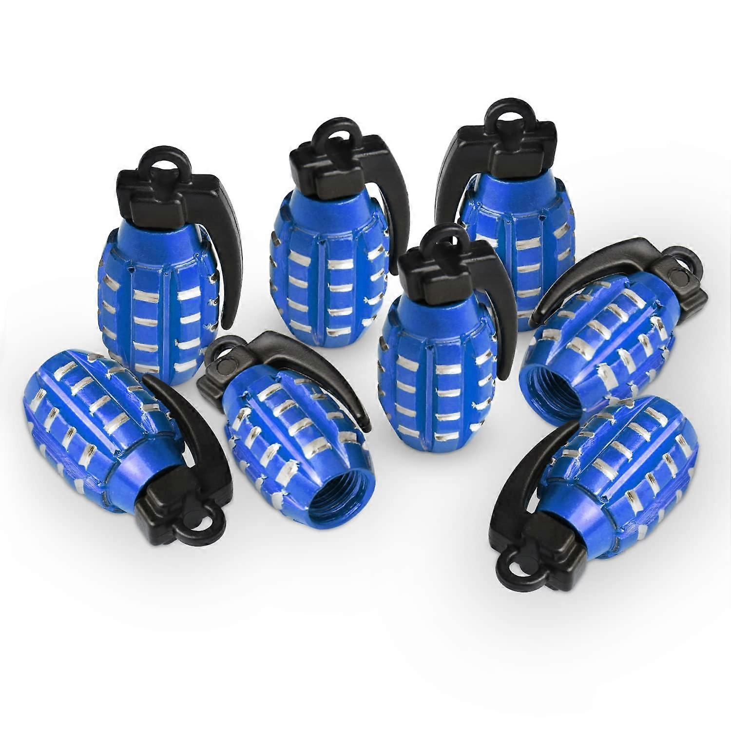 8 PCS Hand Grenade Style Valve Stem Caps, Universal Tire Valve Stem Caps(Blue)