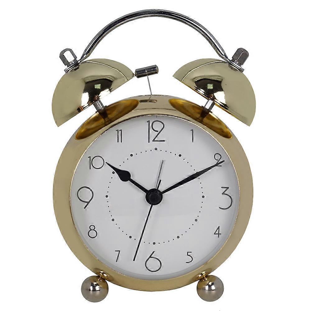 Retro Metal Alarm Clock Children Desktop Electronic Desk Clock Mute Luminous Quartz Clock