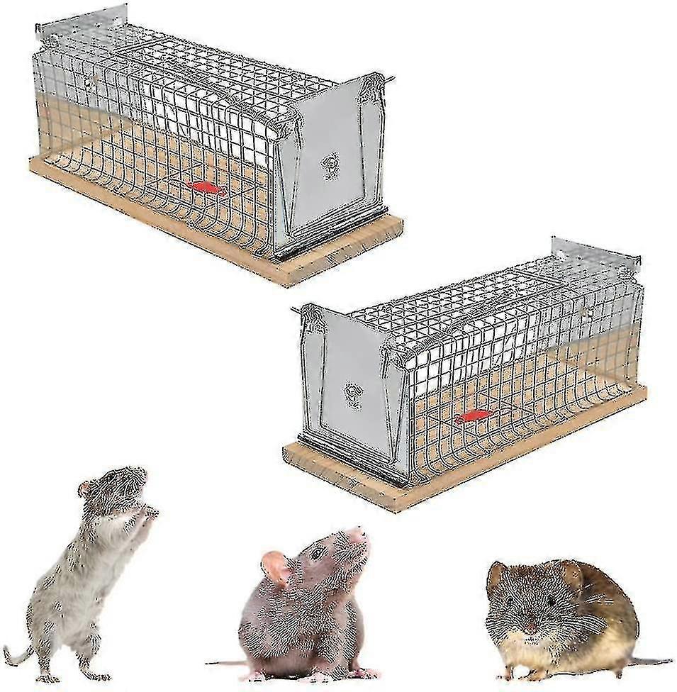 2er Pack Humane Mausefallen (15,3 x 6 x 7,2 cm) Metall Live Mouse Cage Mausefallen