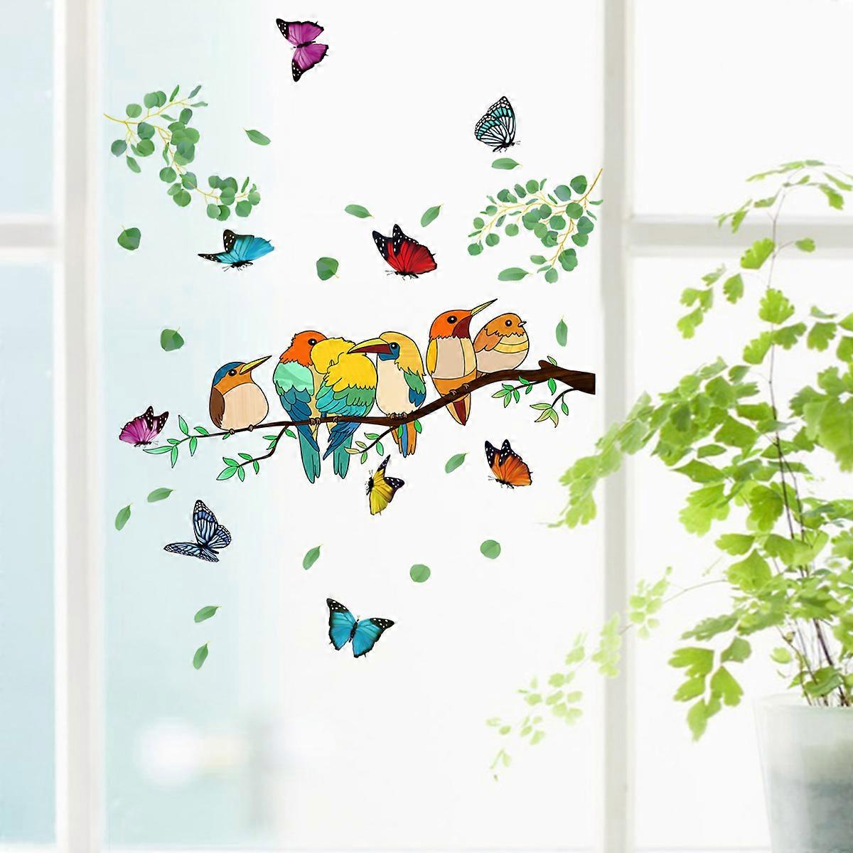 Window Stickers - 1 Stunning Decorative Birds Pattern Static Cling Stickers on Branches to Prevent Birds from Colliding in Your Windows