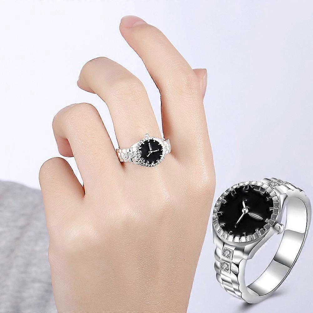 Creative Diamond Dial Quartz Watch Rings
