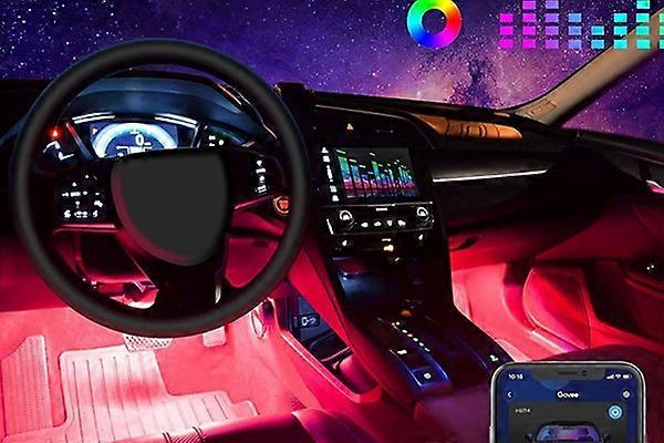 Pied activé par le son LED voiture coloré musique rythme lumière-APP bluetooth coloré [interface USB] 48LED (un ensemble)