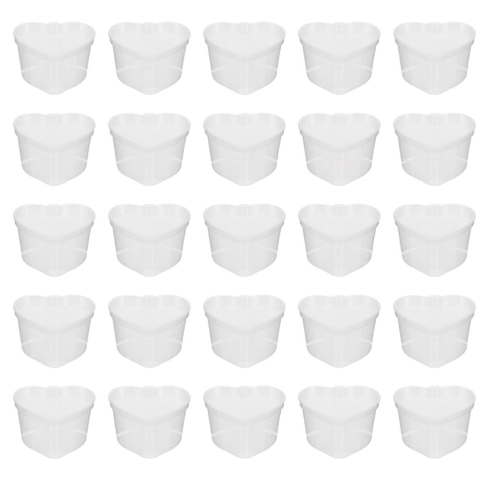 50 PCS 50ML PP Plastic Transparent Heart Shaped Spice Storage Leak Proof Container with Lid