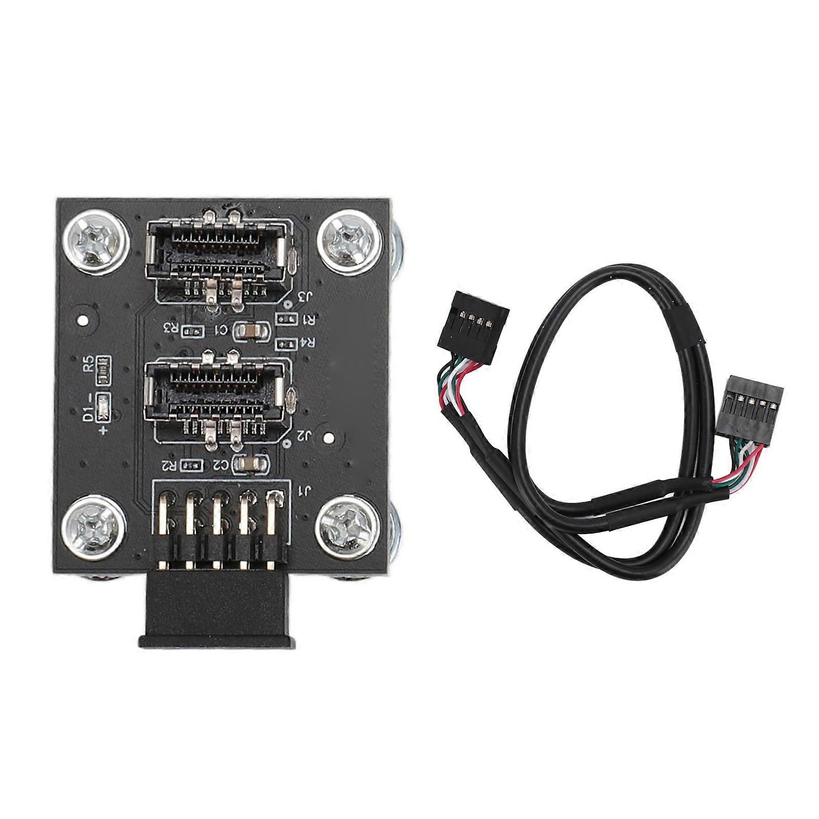 USB 3.1 Dual Front Panel Header (Key A, Type E) to USB 2.0 9 Pin 10 Pin Male Cable Extension Adapter for Motherboard with Magnetic Pad