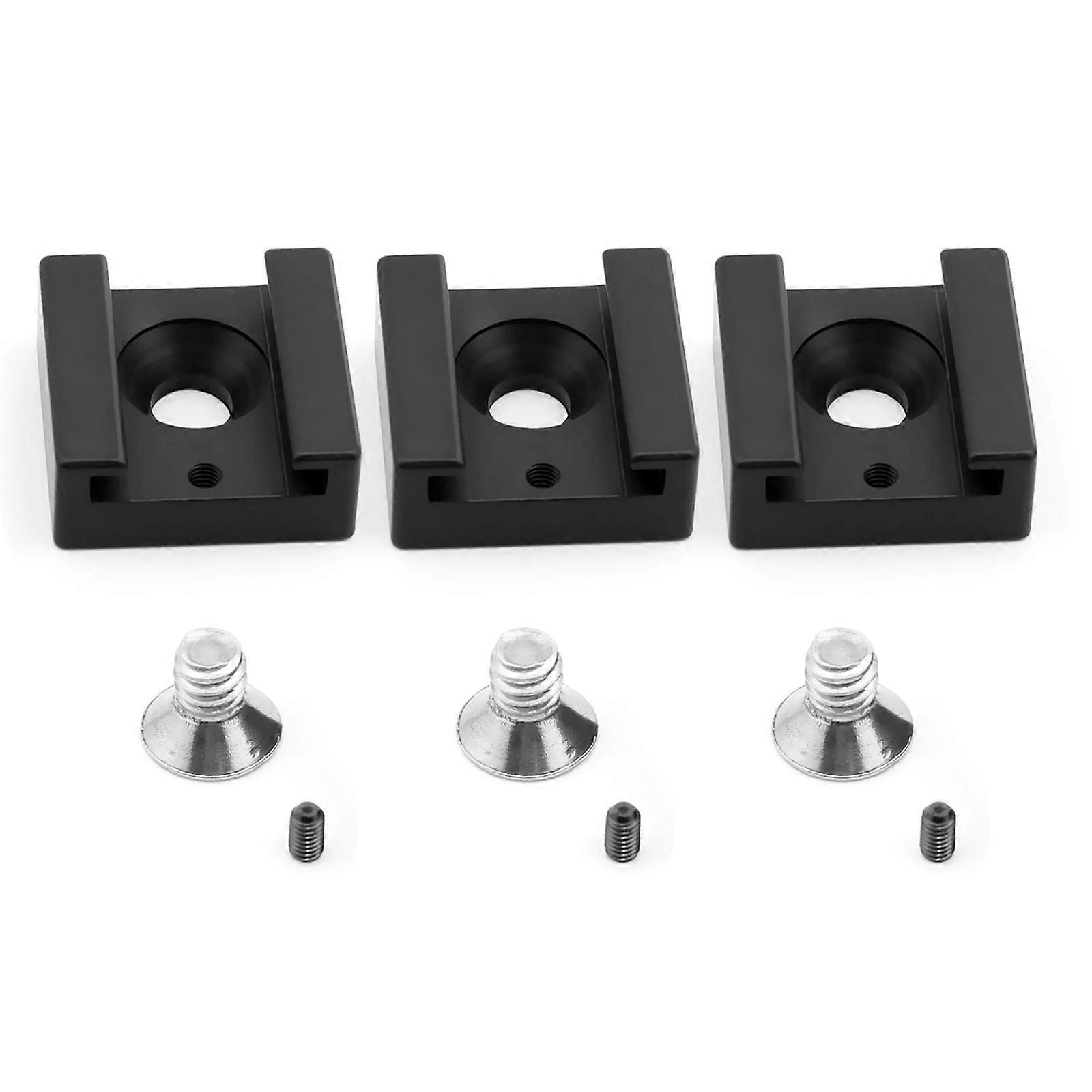 3 Set Cold Shoe Mount Adapter Base with 1/4" Mounting Screw for Camera Cage