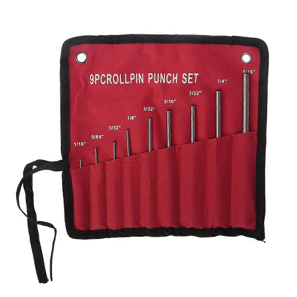9Pcs Durable Steel Roll Pin Punch Set Tool Kit For Removing Pins Professional