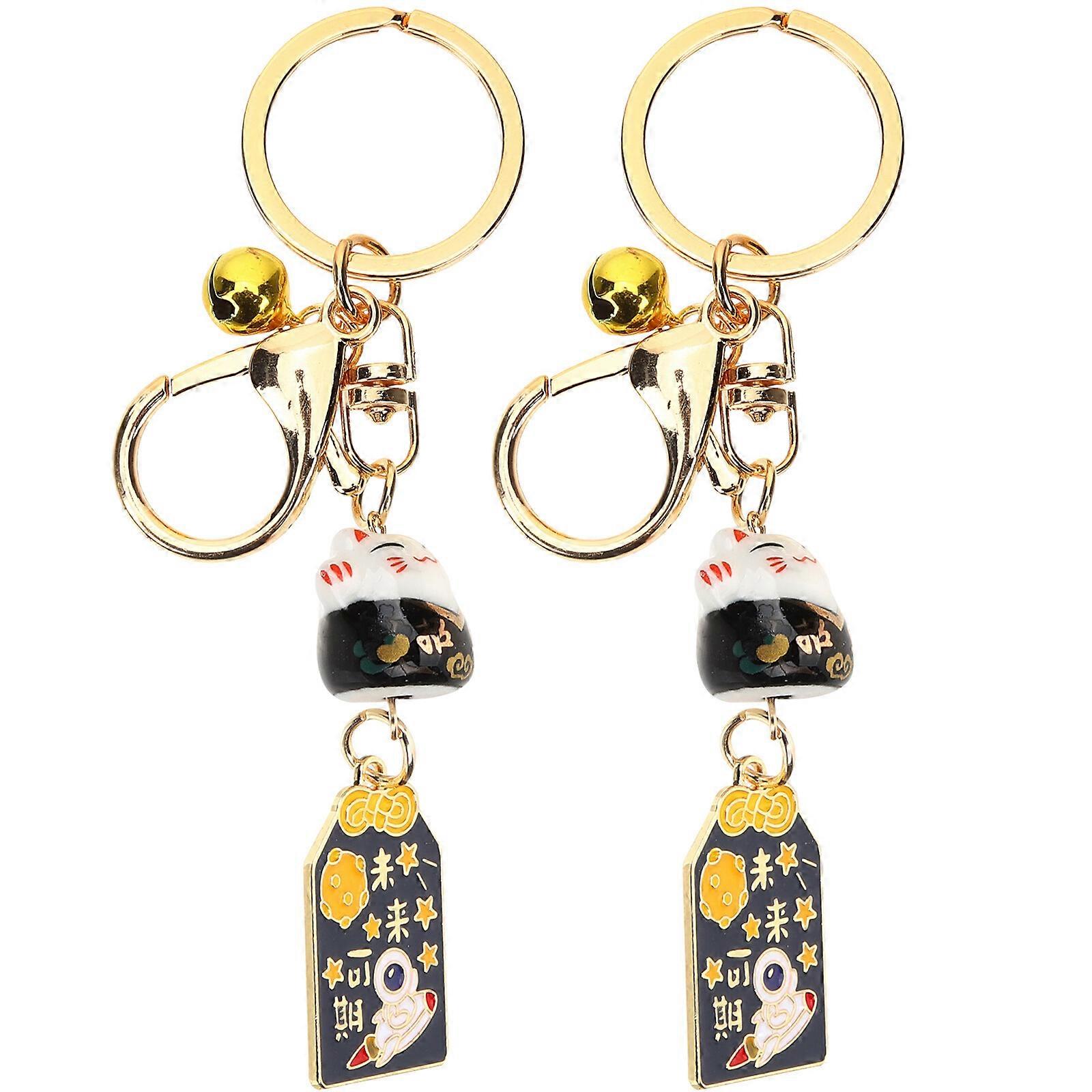 2pcs Japanese Style Cat Style Keychain Japanese Key Chain Ornament Key Chain Pendant