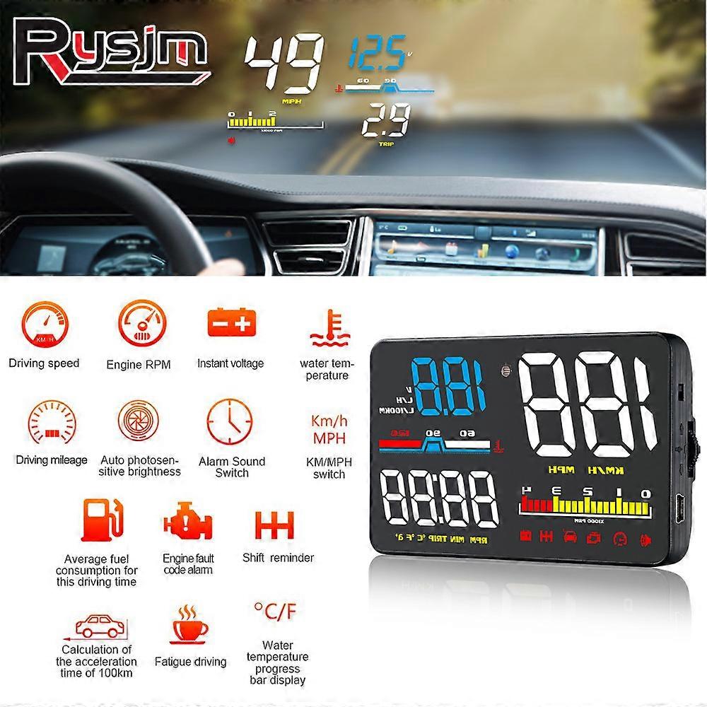 HUD Car OBD2 Head Up Display On-board Computer Speedometer Windshield Projector Car Water Temp Fuel Consumption Overspeed Alarm