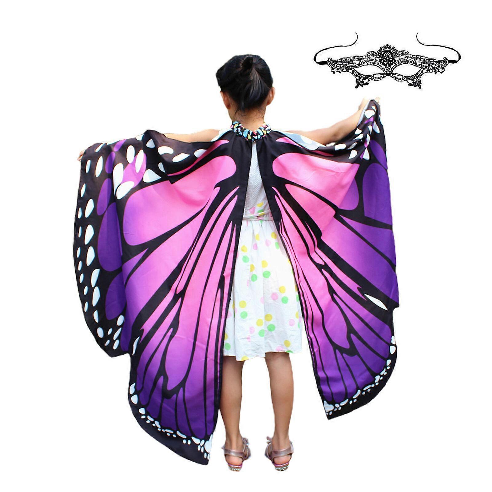 מותג חדש,בנות כנפי פרפר, תחפושת פרפר ליל כל הקדושים לילדים, פיית פרפר שכמייה למסיבה להתלבש, 50% הצעה