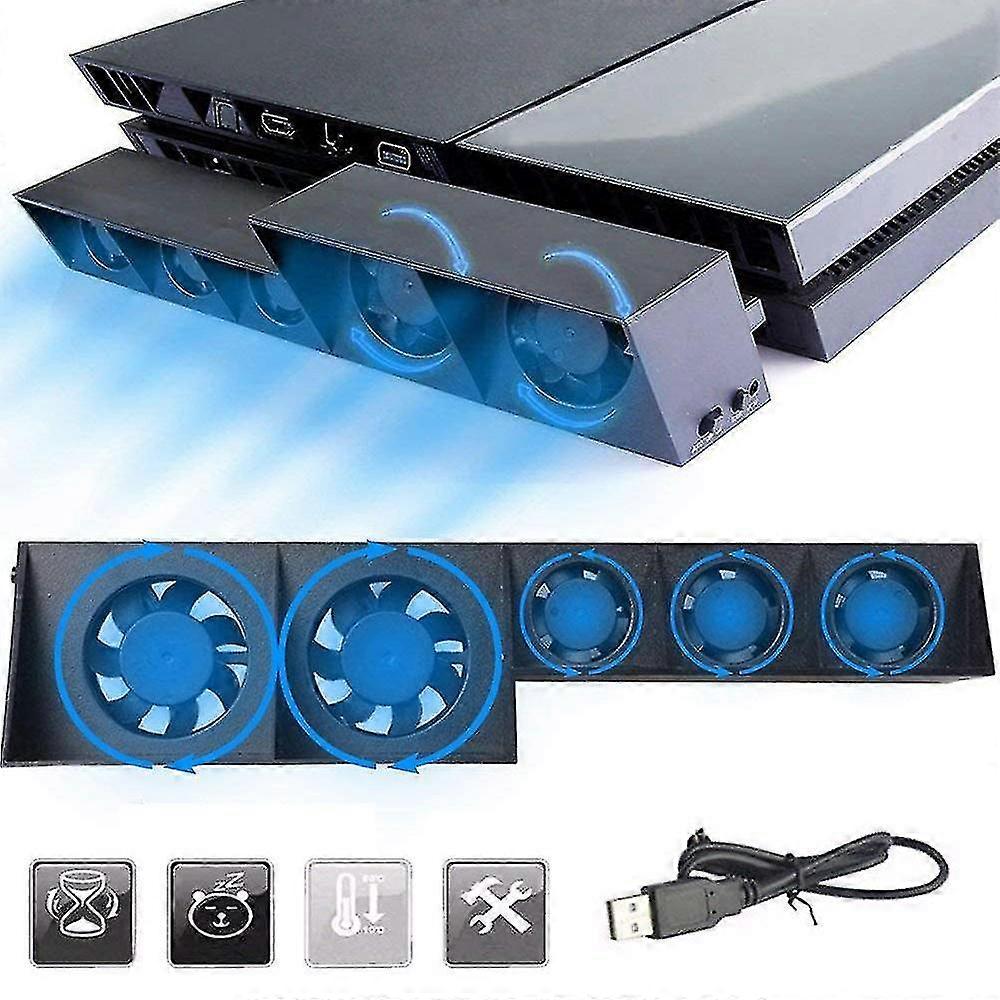 Ps4 Cooling Fan, Usb External Cooler 5 Fan Turbo Temperature Control