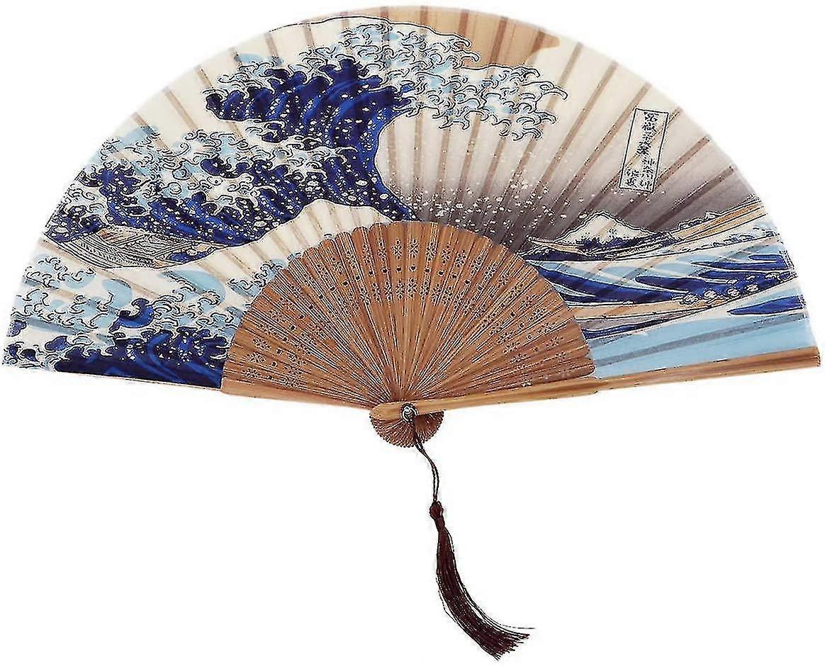 Japansk Handgjord Landskap Bambu Silk Folding