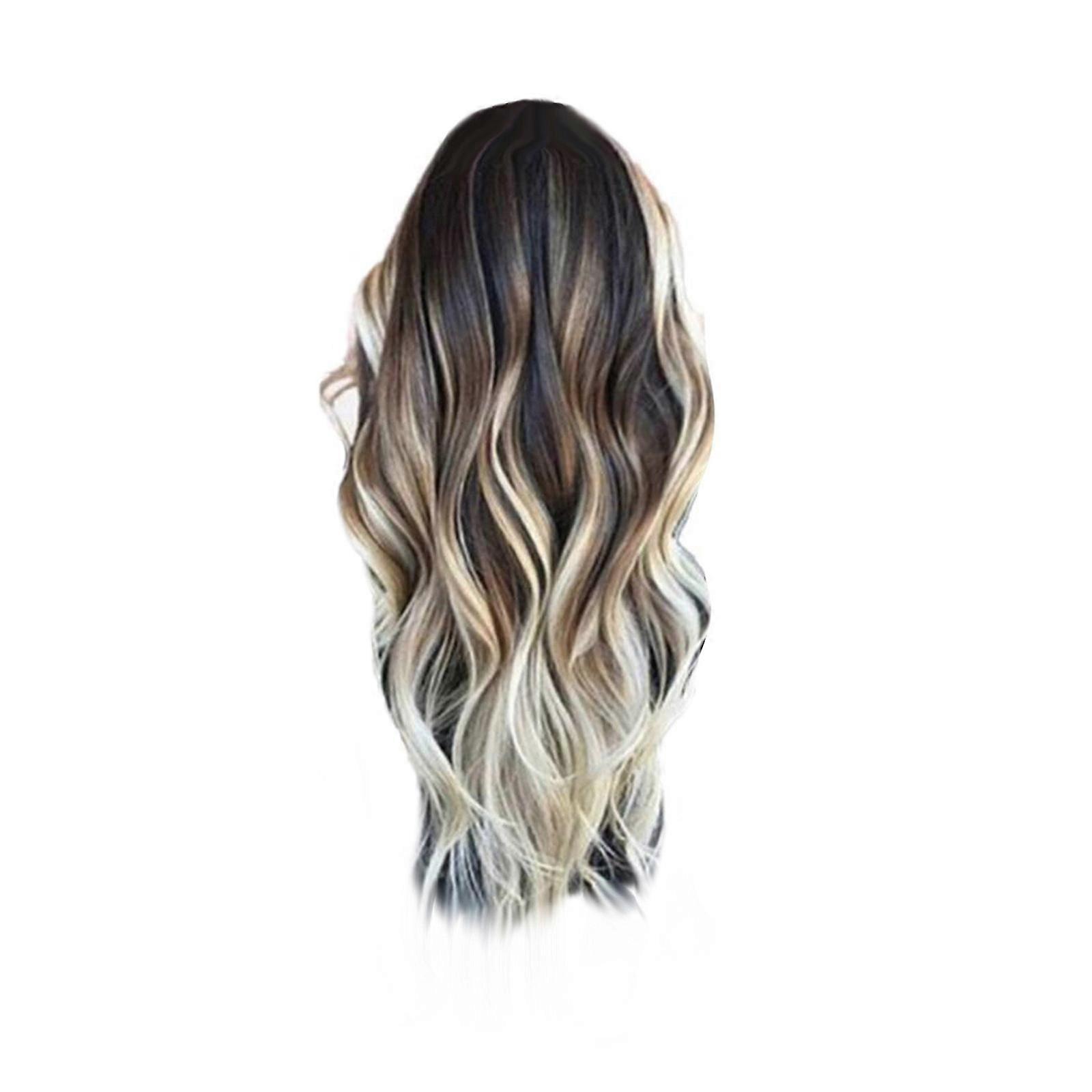 Women's Brown Mixed Color Gradient Medium Length Curly Wig