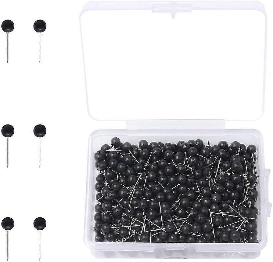 400 Pcs Map Push Pins, 1/8 inch Round Head Map Tacks Push Pins Black Drawing Pins with Stainless Steel Point