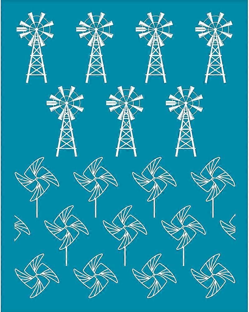 4x5 Inch Clay Stencils Windmill Pattern Silk Screen Printing Stencils Farm Windmill Mesh Transfer Stencils Reusable Washable Mesh Stencil for Polymer