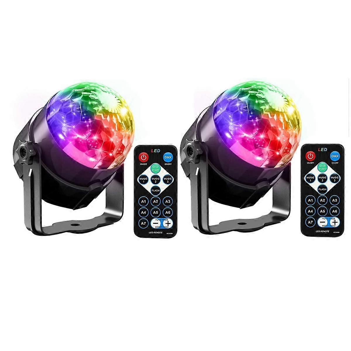 2Pcs Sound Activated Lights with Remote Control Dj Lighting Disco Ball Light Strobe Lamp for Home R