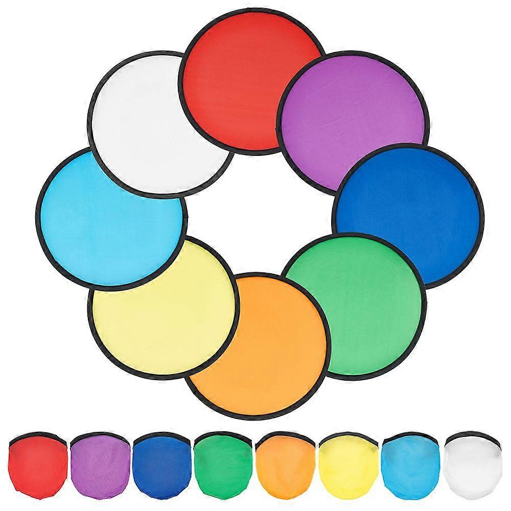 8Pcs 8 Colors Nylon Foldable Flying Disc or Fan with Storage Bag Assortment Mixed Color 250x2mm 1pc/color