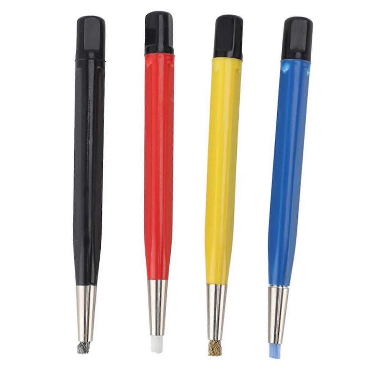 4pcs Watch Rust Cleaning Pen Scratch Brush Pen Set Portable Fiberglass Nylon Steel Brass for Electr