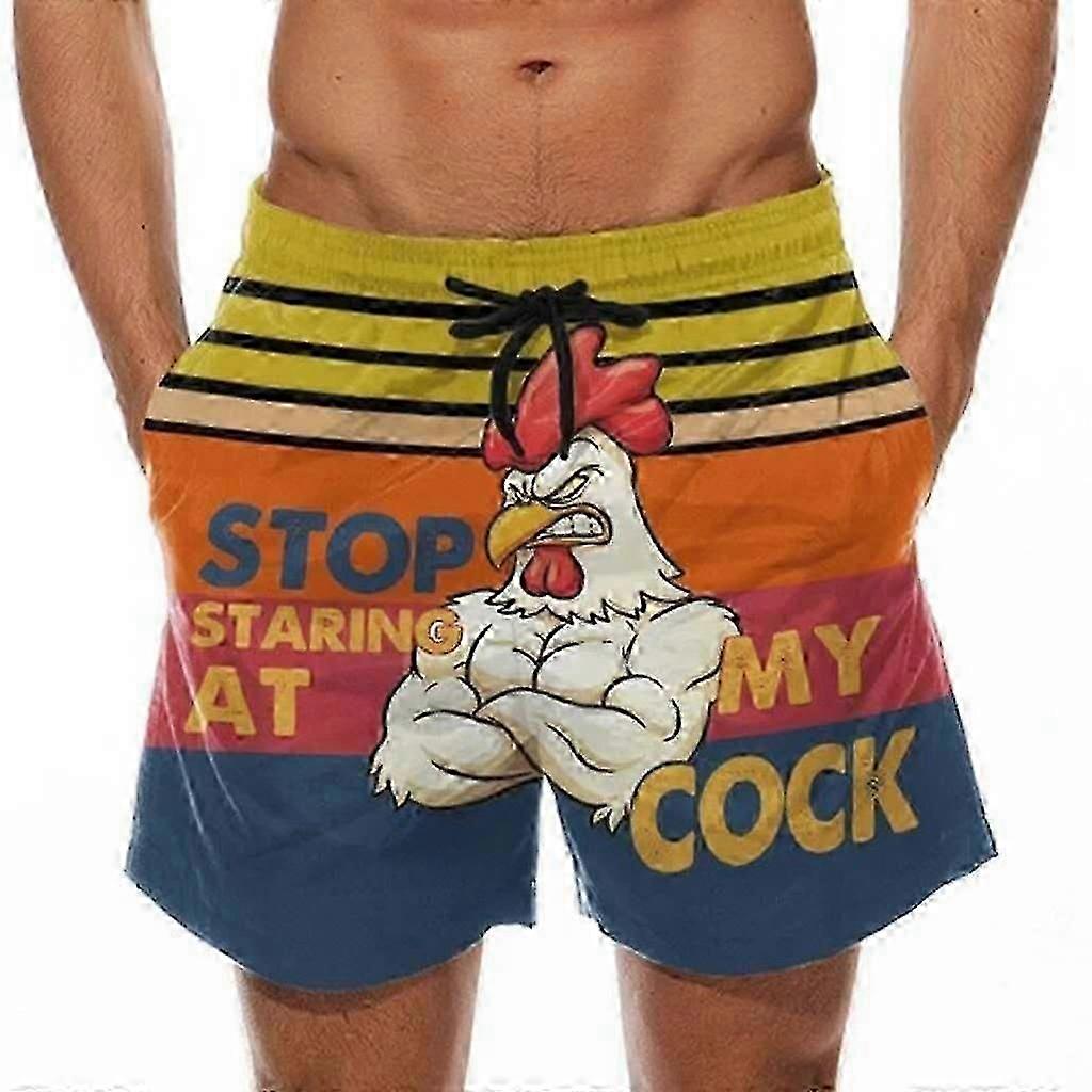 Stop Staring At My Banana Print Swimming Mens Beachwear Trunks Trouser Drawstring Elastic Waist Summer Holiday Shorts Pants