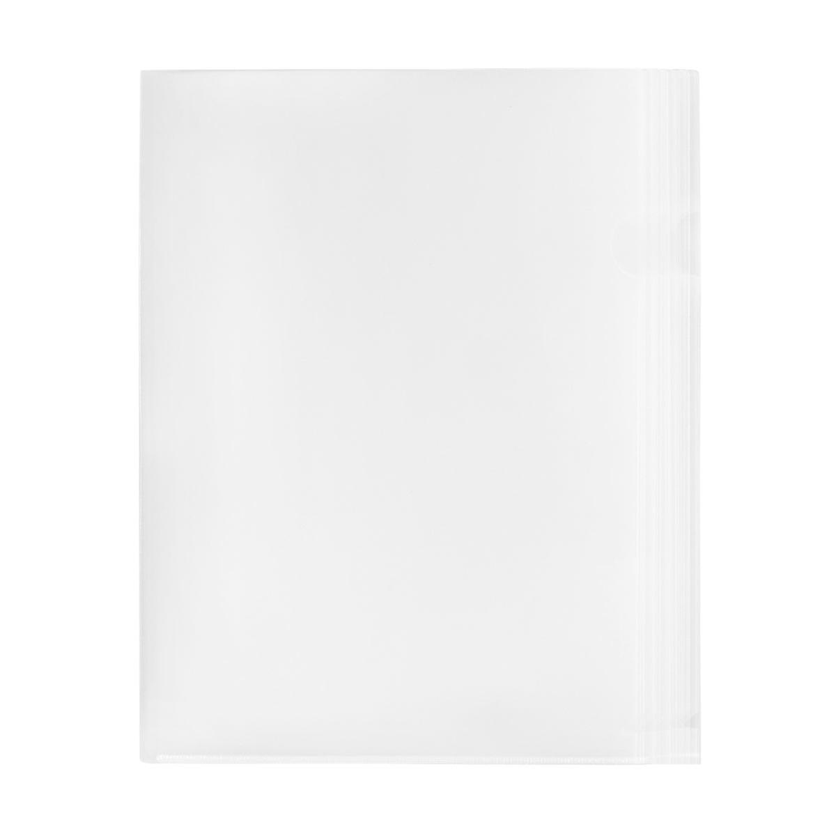 30pcs A4 Transparent Stationery File Folder L Type Folder PP Document Expanding File (White)