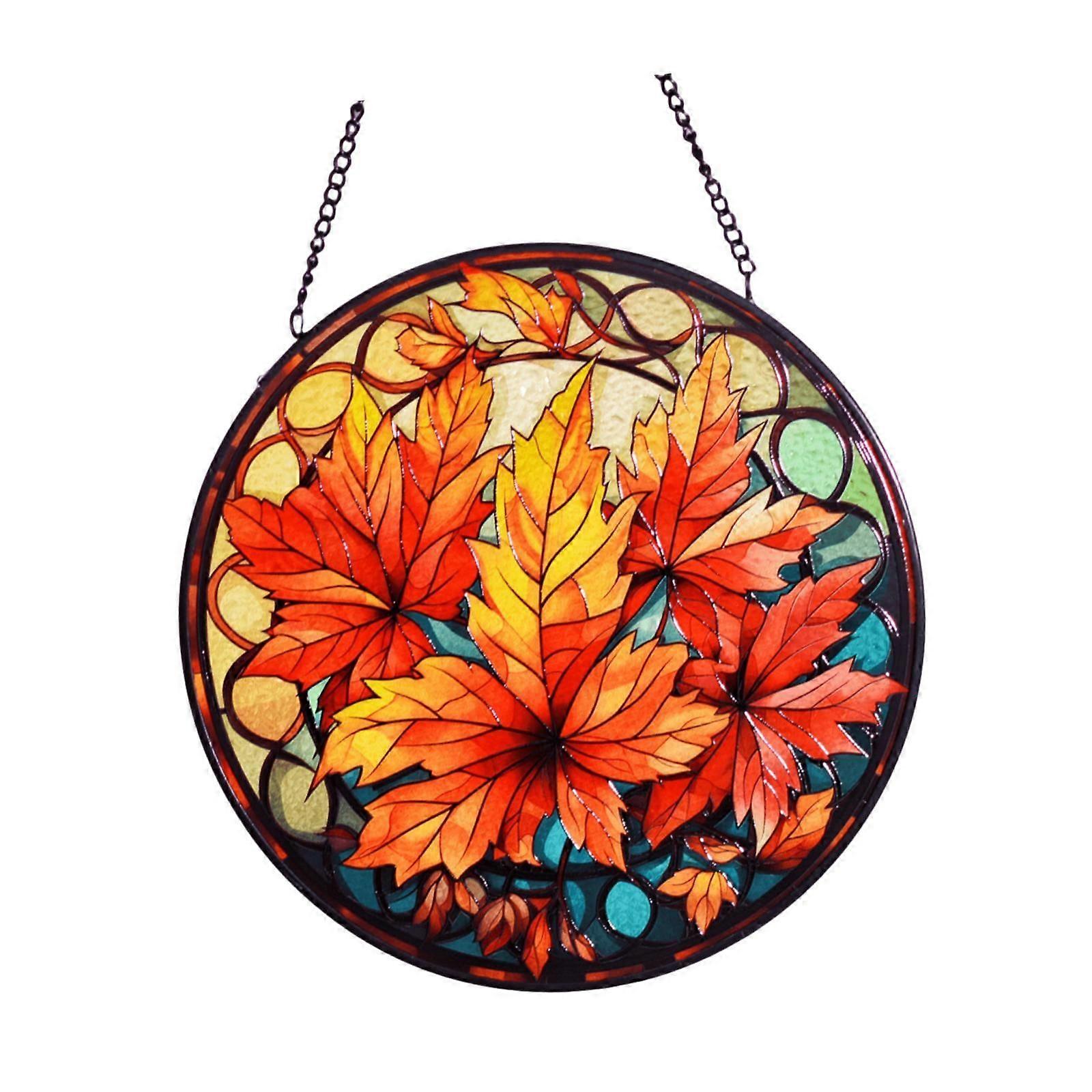 Maple Leaf Round Decor Creative Hanging Decoration for Window Style A