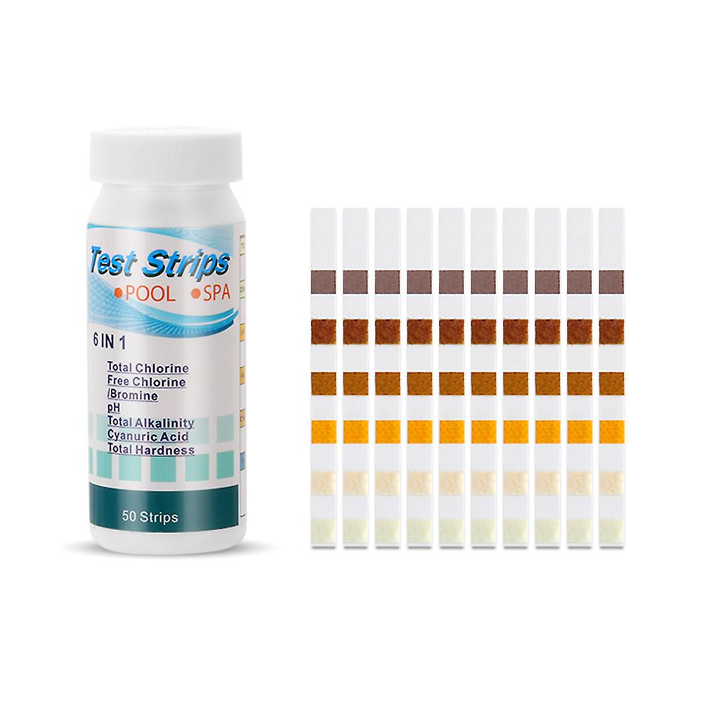 50pcs 6 In 1 Swimming Pool Spa Test Strips Chlorine Ph Alkalinity Water Hardness Testing Tool