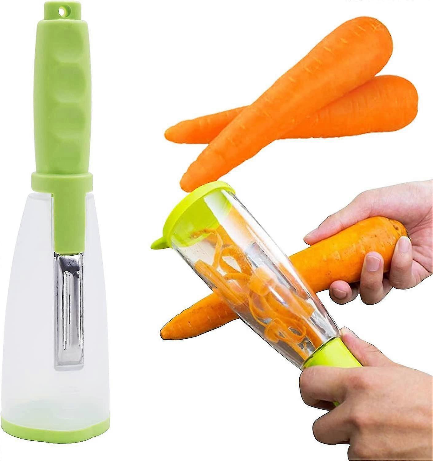 Vegetable Peeler With Container, Multi Functional Kitchen Julienne Peeler Blade For Potato Carrot , Stainless Steel Slicer Shredder Storage Bar P
