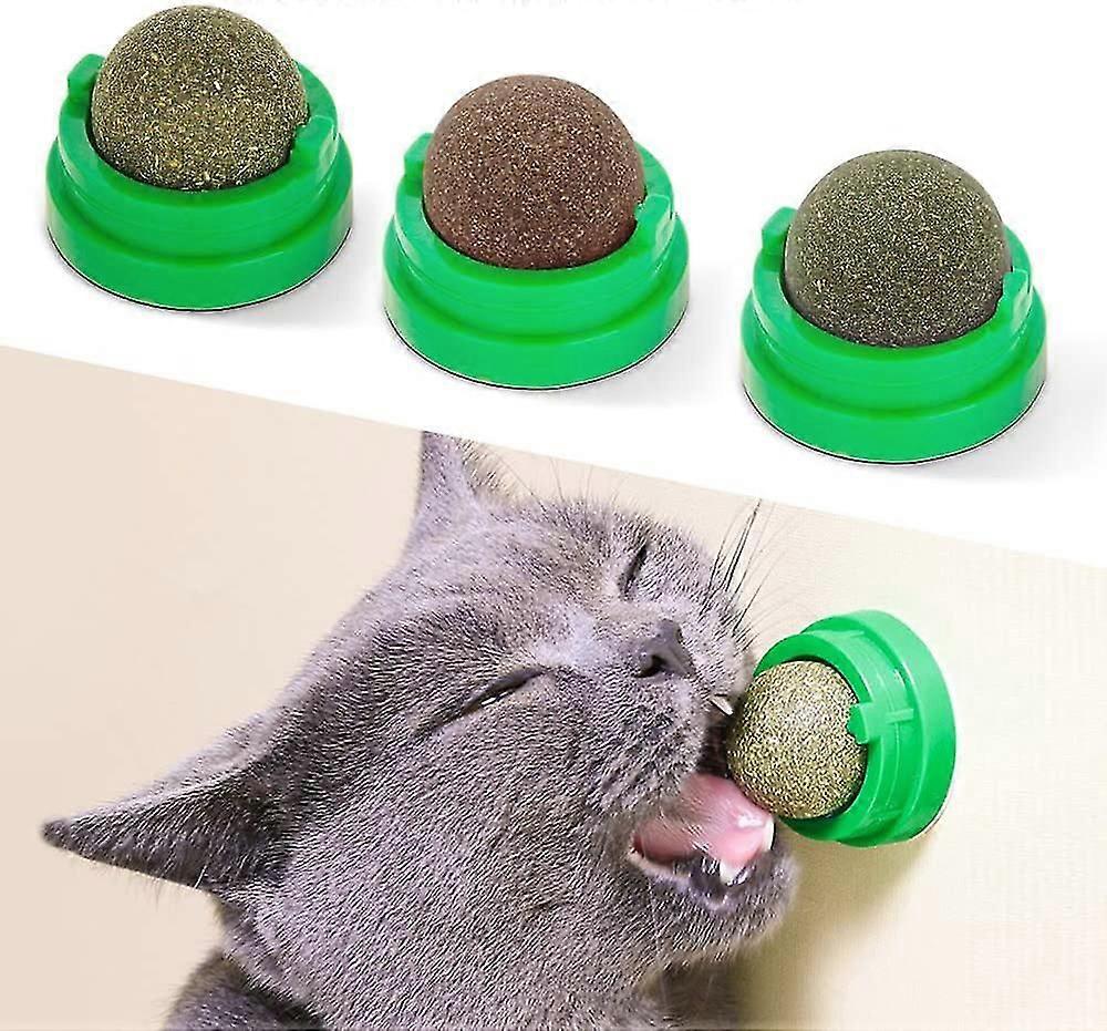 3 Silvervine Catnip Balls Edible Kitty Toys For Cats Lick Safe Healthy Kitten Chew Toys