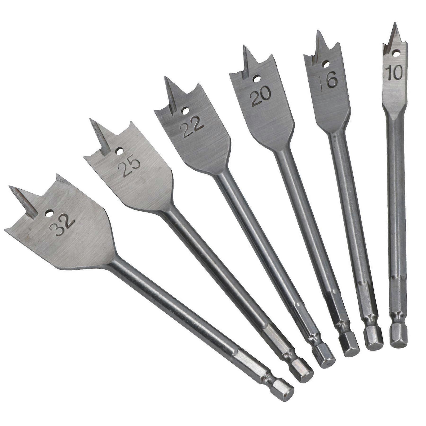 Flat Wood Spade Drill Hex Shank 6pc Set SIL76