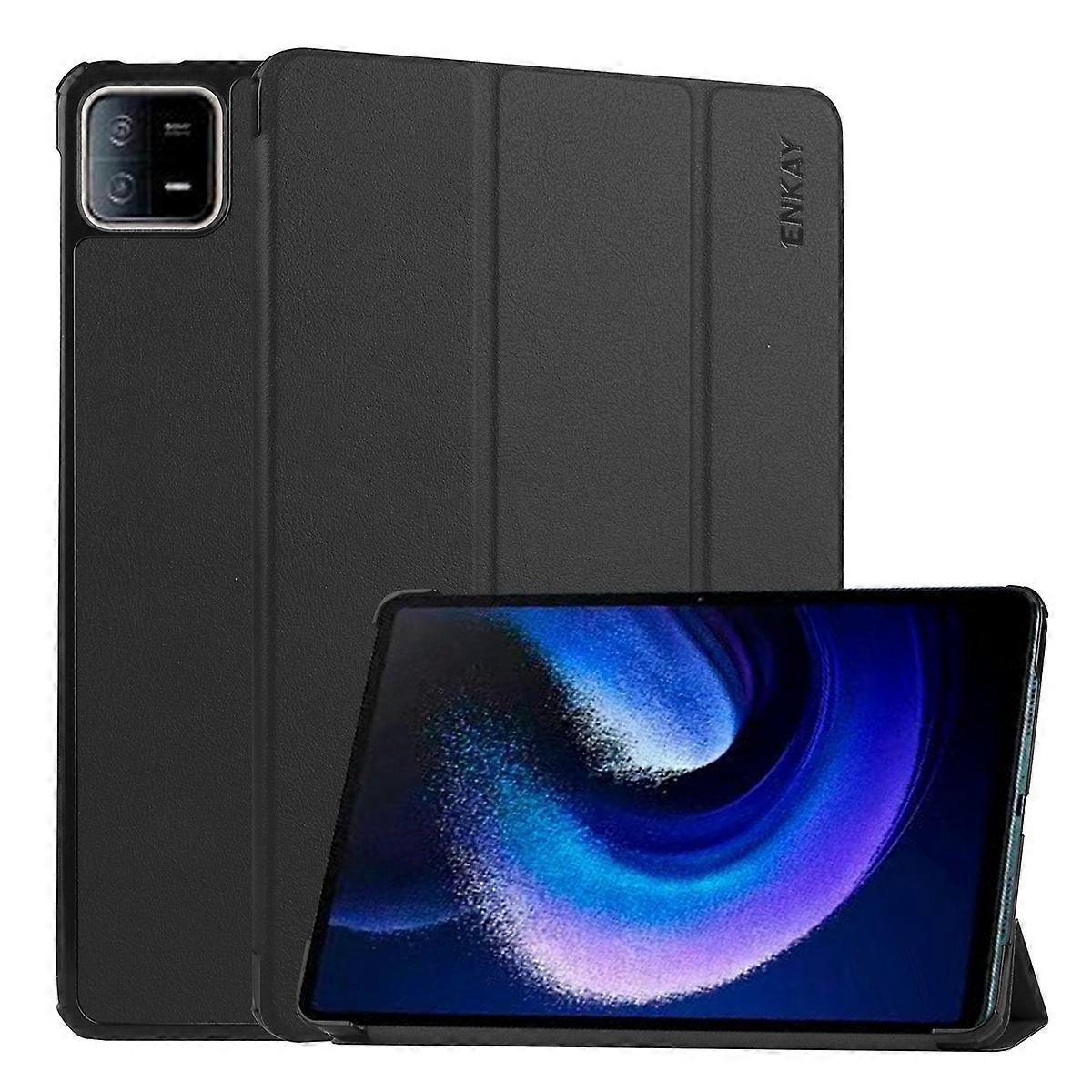 Til Xiaomi Pad 6 / Pad 6 Pro ENKAY Tri-fold Custer Tekstur Læder Stativ Smart Etui