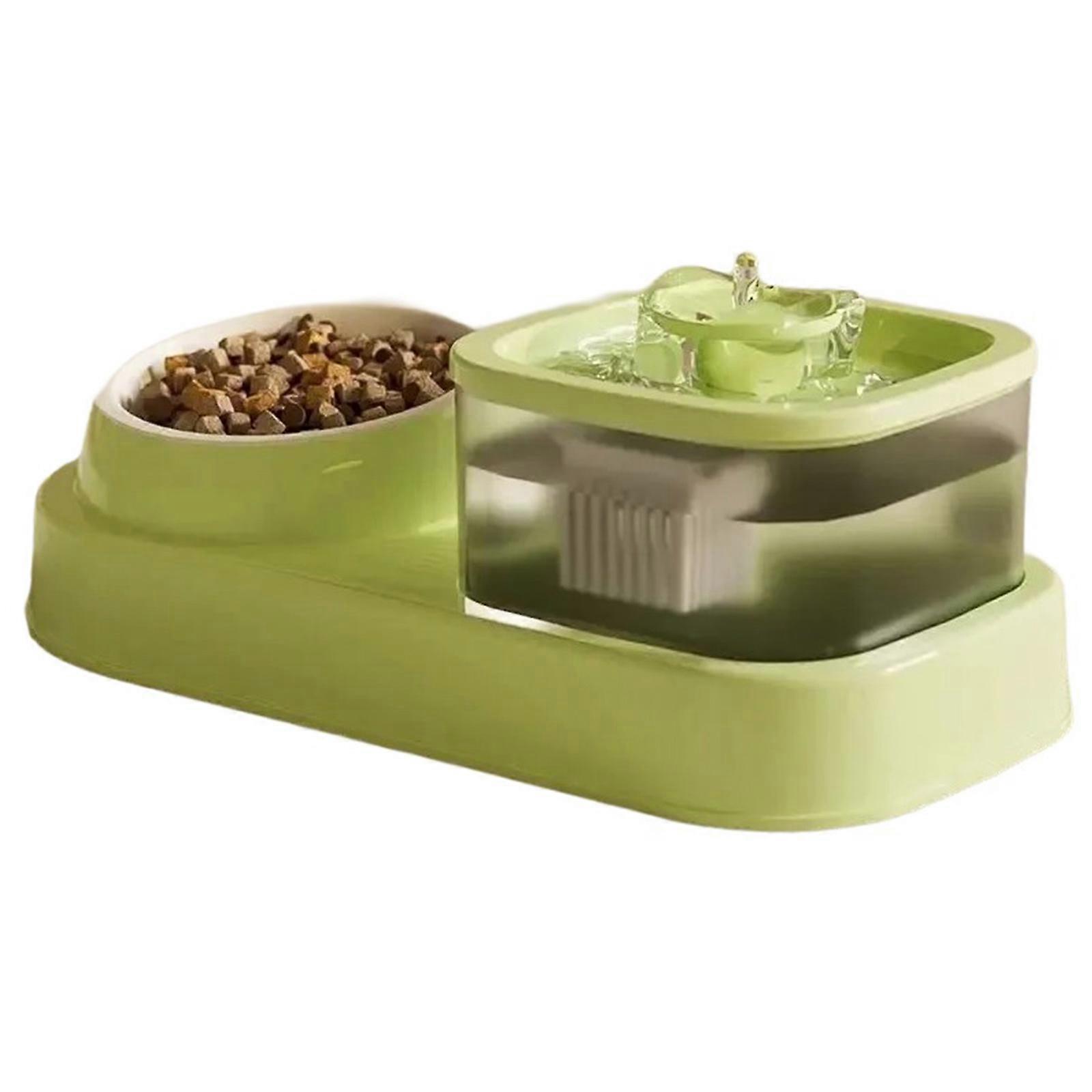 2 in 1 Hundefutterautomat Katzen Futter Wasser Napf Doppelschüssel Zubehör Schüssel Futternapf Futterautomatik Automatische Fütterung Automatisch Zirkulierend Grün