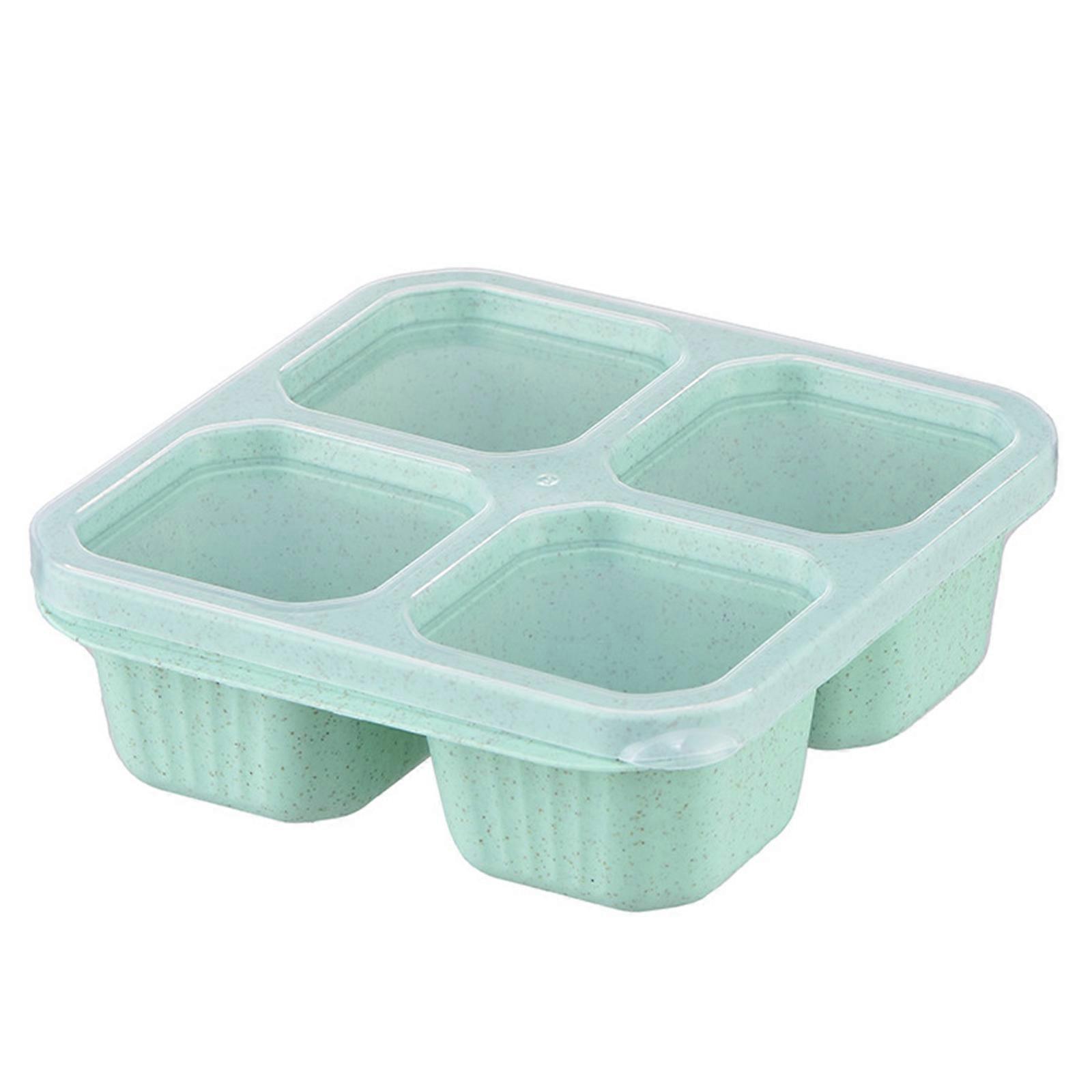 Leak Proof Lunch Container with Four Separate Sections Meal Preparation Box for School and Work Stylish Snacks Holder  Green