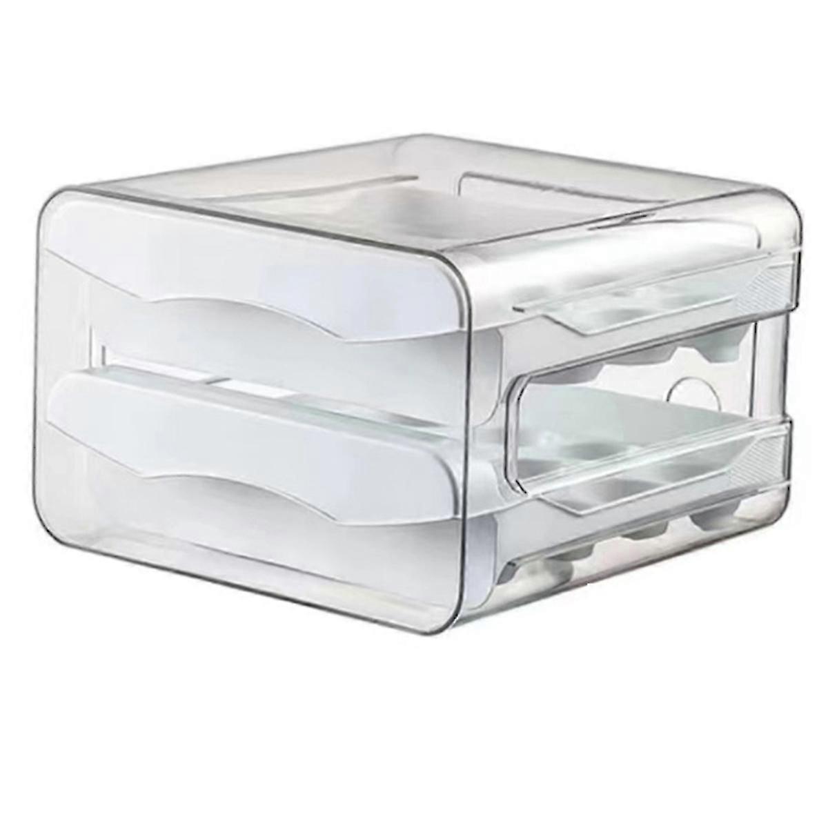 2-Layer Egg Storage Box suitable for Refrigerator - Fresh-Keeping Plastic Drawer Organizer, Large Capacity Kitchen Rack