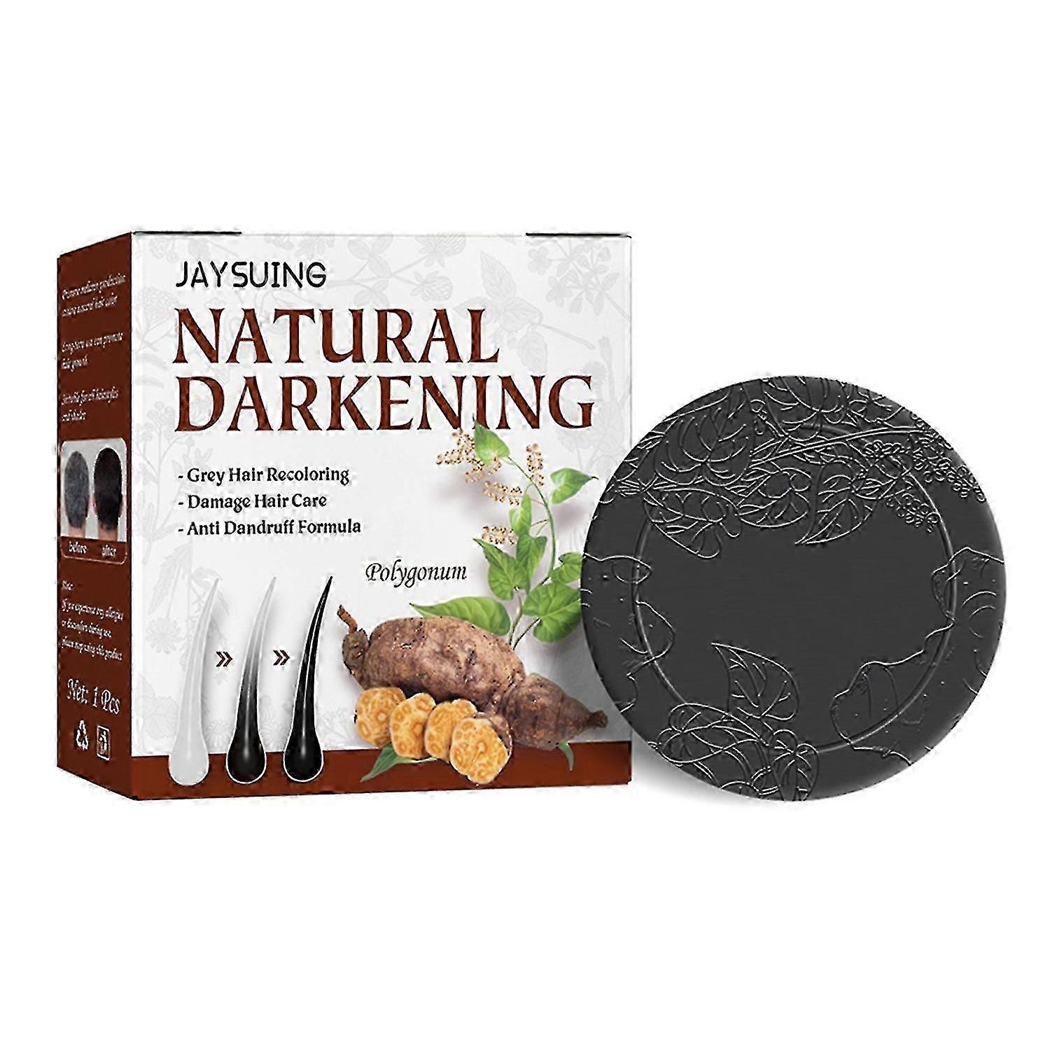 Jaysuing 1Pc Polygonum Multiflorum Shampooing Savon Naturel Assombrissement Cheveux Gris Recoloration Dommages Cheveux C |