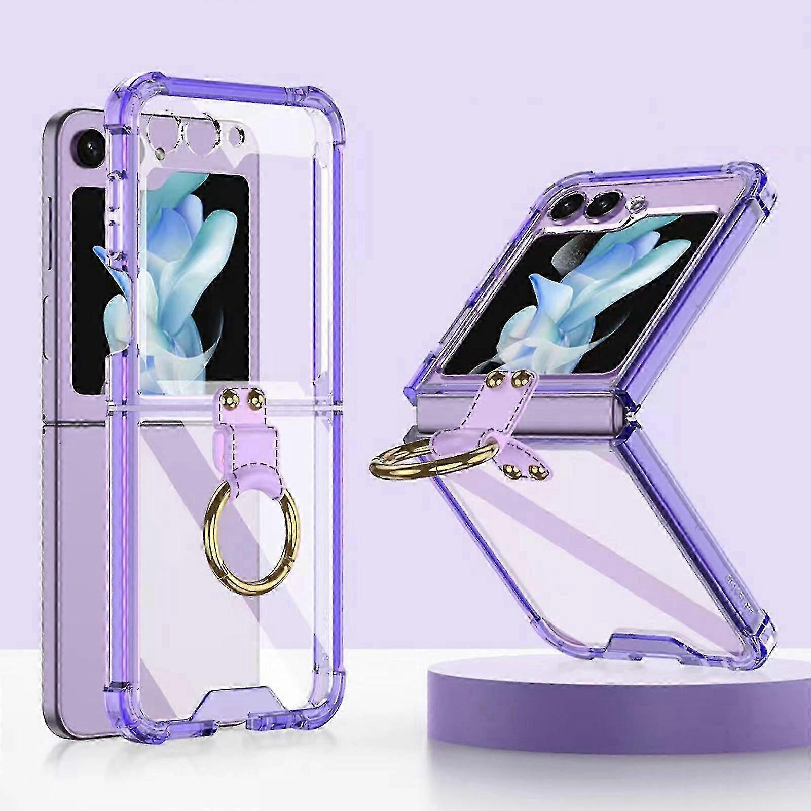 unique For Samsung Galaxy Z Flip 5 Case With Ring, Ultra Thin Transparent All-round Shockproof Protection Case For Samsung Galaxy Z Flip 5 5g