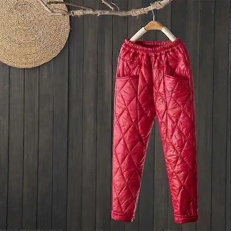 Ultra-thin Down Pants Women's New High-grade Loose Outside Winter Thickened High-waisted Straight Cotton Pants