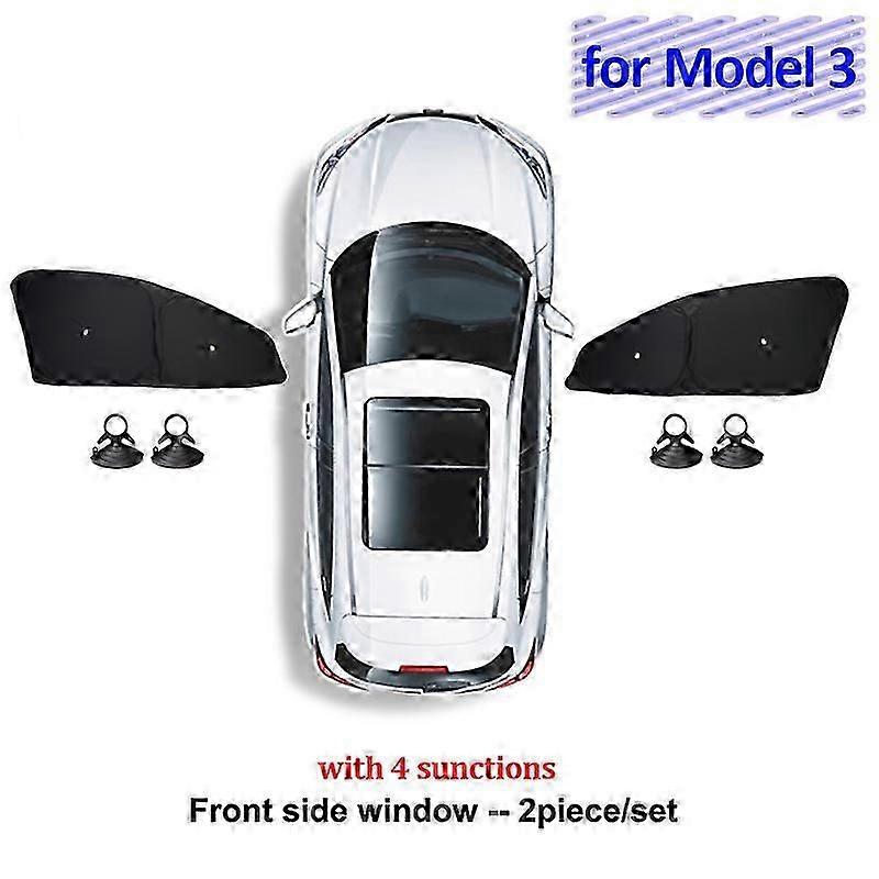 Car Sun Shade for Tesla Model 3 Y X S 2017-2023 Front Side Window Custom Sunshade Cover with Suction Rear Windshield Accessories
