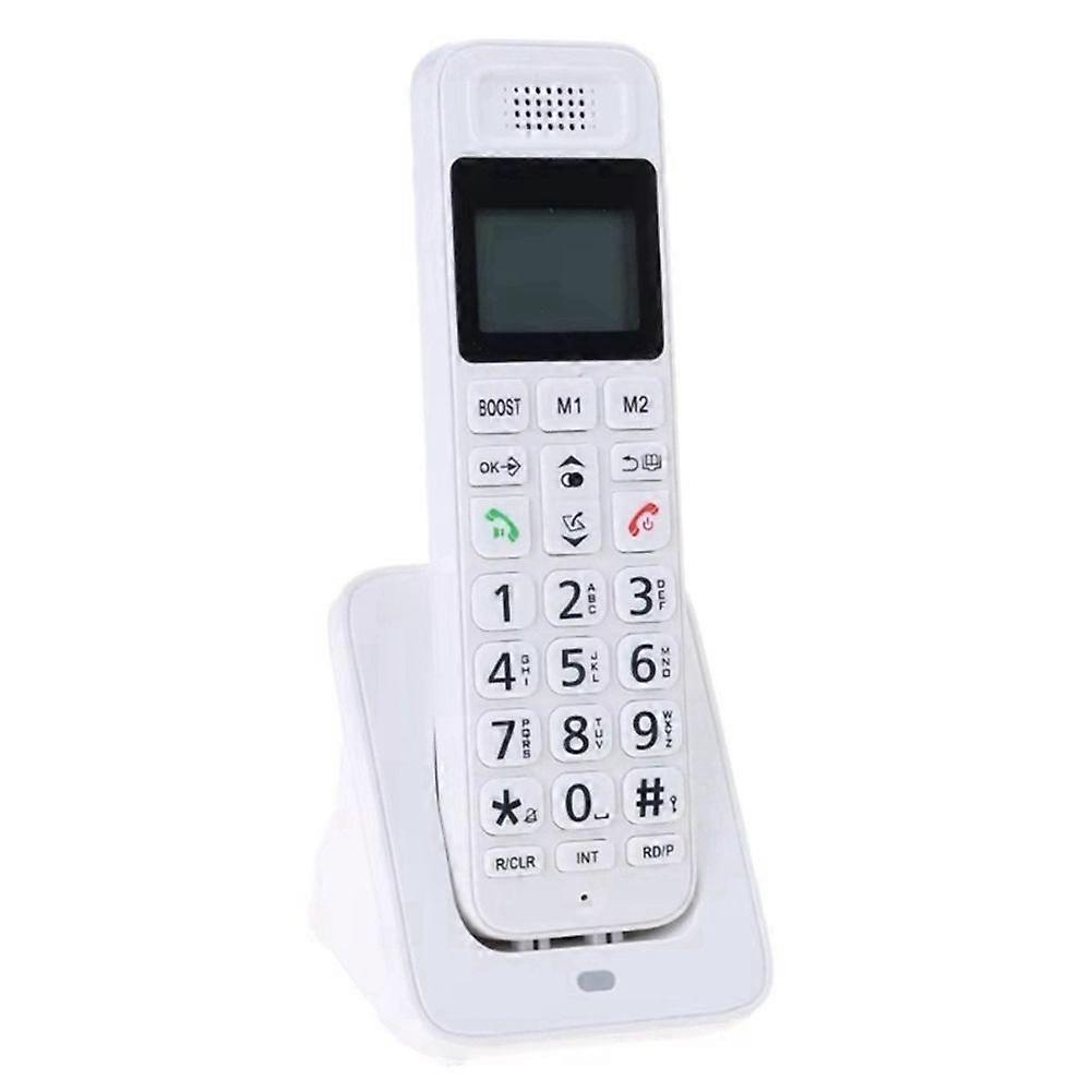 D1018 Telephone Business Office Home Handheld Digital Wireless Telephone Low Radiation with LCD Display White UK Plug