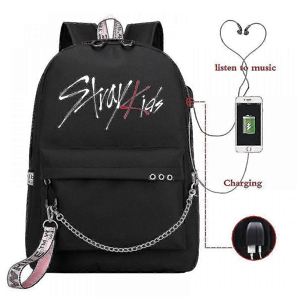 Stray Kids USB-reppu Korealaistyylinen Felix-kirjalaukku Takaisin kouluun Pojat Tytt Fanit Lahjakassi Mochila